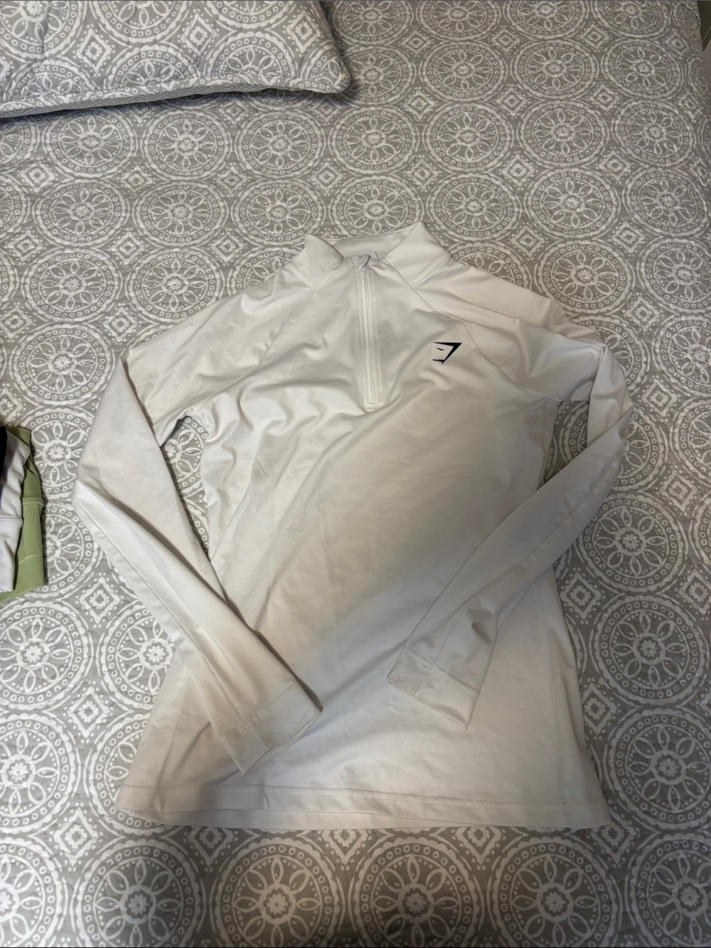 Gymshark White Half-Zip Performance Top
